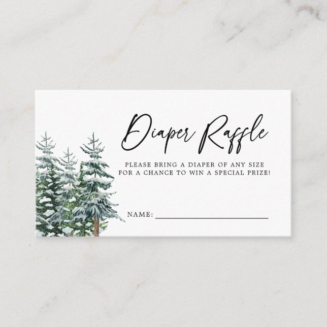 Tarjeta De Recepción Navidades modernos Winter Baby Shower Diaper Raffl (Anverso)