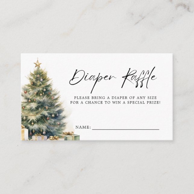 Tarjeta De Recepción Navidades modernos Winter Baby Shower Diaper Raffl (Anverso)