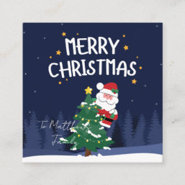 Tarjeta De Recepción Navidades navideñas navideñas del Árbol azul y ver