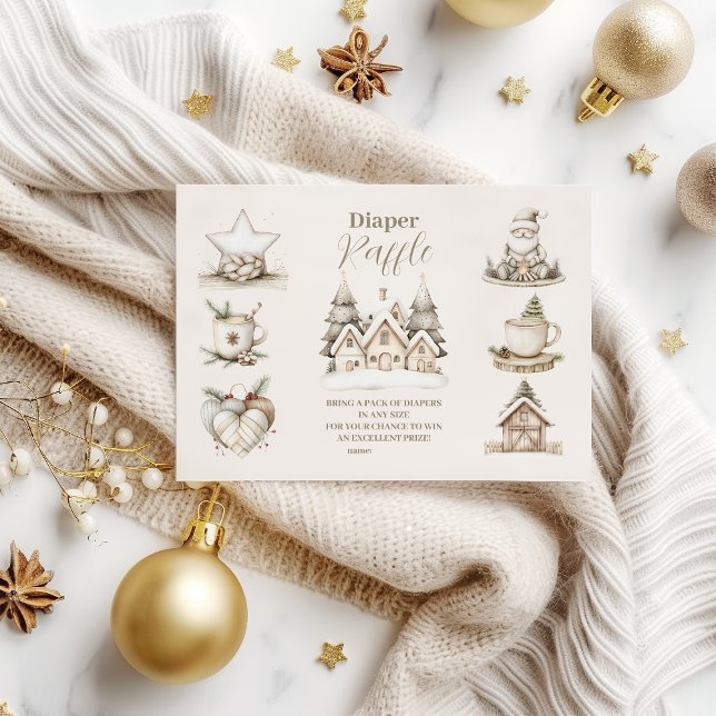 Tarjeta De Recepción Navidades neutrales Collage Baby Show Diapper Raff (Subido por el creador)