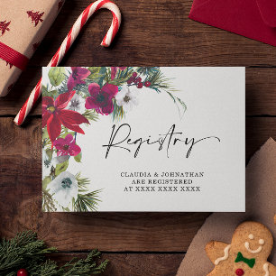 Tarjeta De Recepción Navidades Poinsettia Registry Bridal Shower