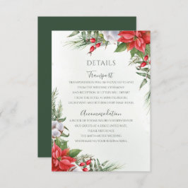 Tarjeta De Recepción Navidades Poinsettia Winter Greenery Boda