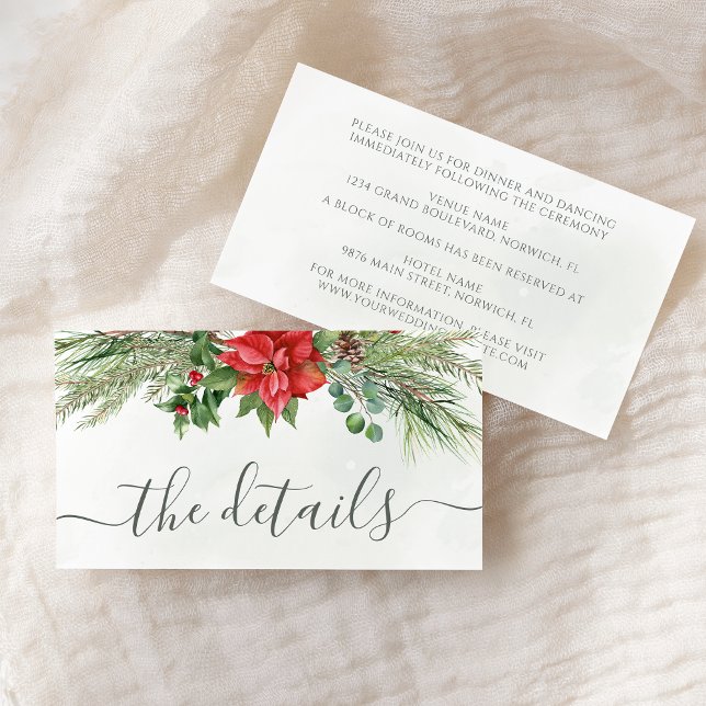 Tarjeta De Recepción Navidades Poinsettia Winter Greenery Boda (Subido por el creador)