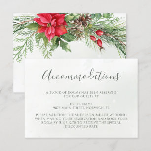 Tarjeta De Recepción Navidades Poinsettia Winter Greenery Boda