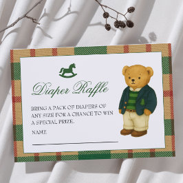 Tarjeta De Recepción Navidades Preppy Bear Baby Shower Diaper Raffle