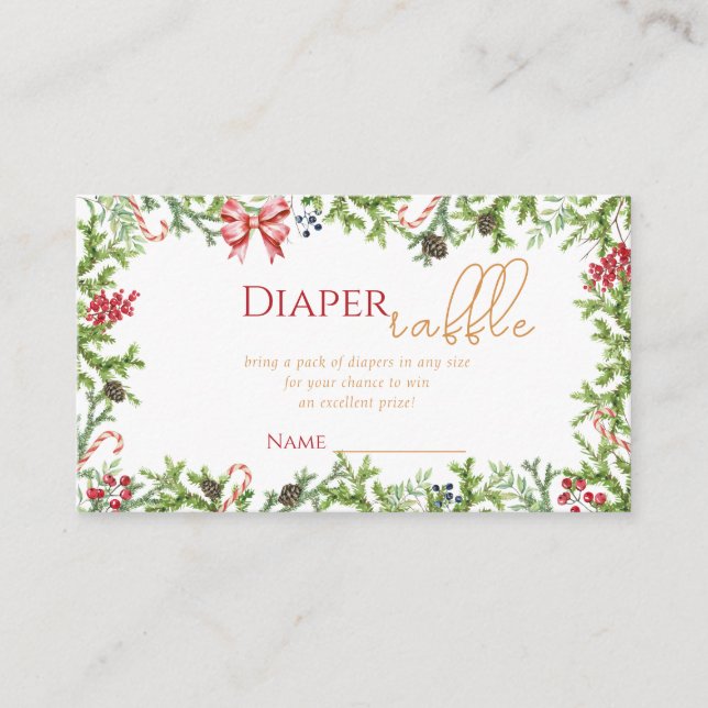 Tarjeta De Recepción Navidades ramifican Baby Shower Diaper Raffle (Anverso)