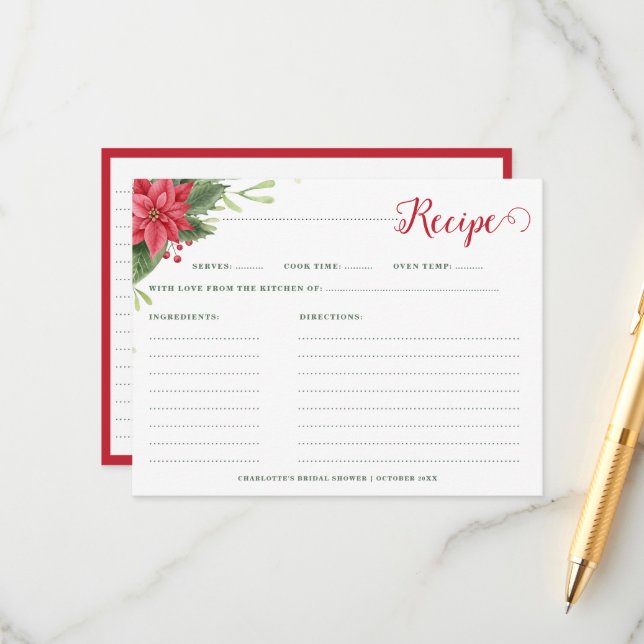 Tarjeta De Recepción Navidades Receta de duchas nupciales de invierno d (Anverso/Reverso In Situ)