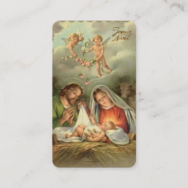 Tarjeta De Recepción Navidades religiosos Jesús San José Virgen María (Anverso)