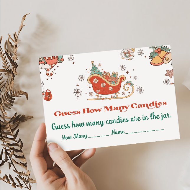 Tarjeta De Recepción Navidades retro adivinan cuántos canes (Subido por el creador)