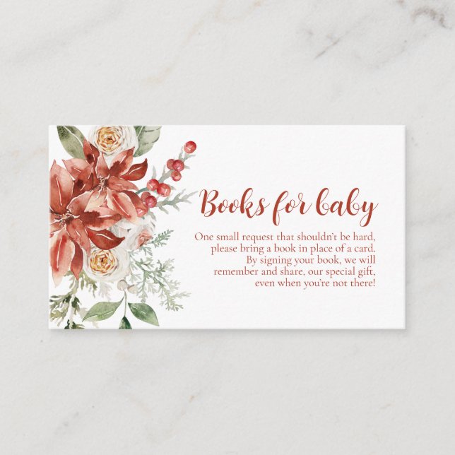 Tarjeta De Recepción Navidades rojos de invierno Libros de Baby Shower  (Anverso)