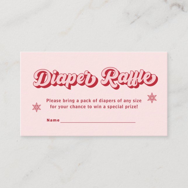 Tarjeta De Recepción Navidades rosados Baby Shower Diaper Raffle Ticket (Anverso)