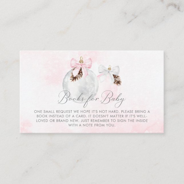 Tarjeta De Recepción Navidades rosados chicas libros para bebé (Anverso)