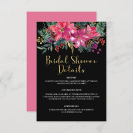 Tarjeta De Recepción Navidades rosados de Poinsettia