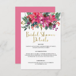 Tarjeta De Recepción Navidades rosados de Poinsettia