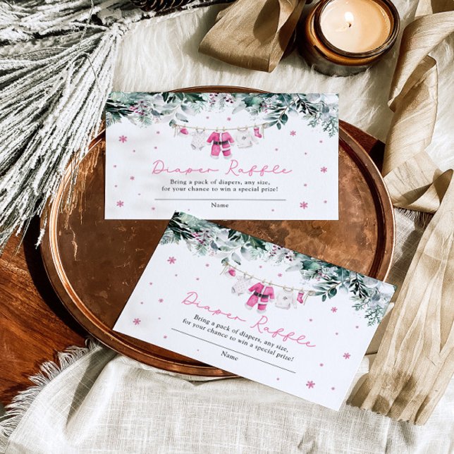 Tarjeta De Recepción Navidades rosados Santa Baby Shower Diaper Raffle (Subido por el creador)