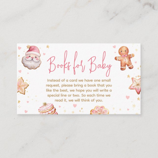 Tarjeta De Recepción Navidades rosas cocinan libros Baby Shower para be (Anverso)