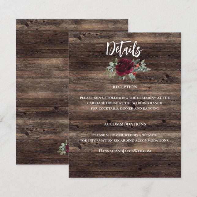 Tarjeta De Recepción Navidades rusos Boda de la Madera de Invierno (Anverso / Reverso)