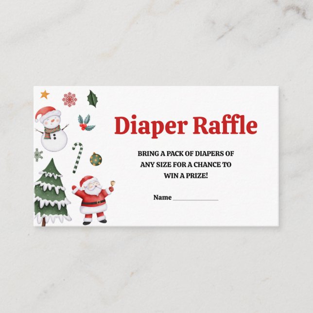 Tarjeta De Recepción Navidades Santa Baby Baby Shower Diaper Raffle (Anverso)