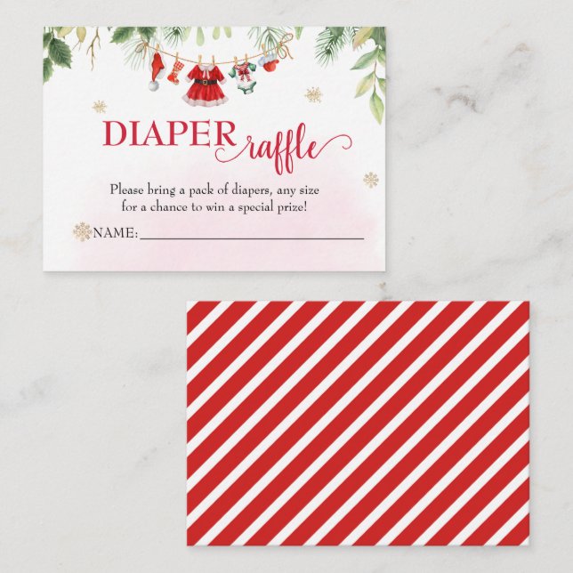 Tarjeta De Recepción Navidades Santa Baby Clothes Diaper Raffle Ticket (Anverso / Reverso)