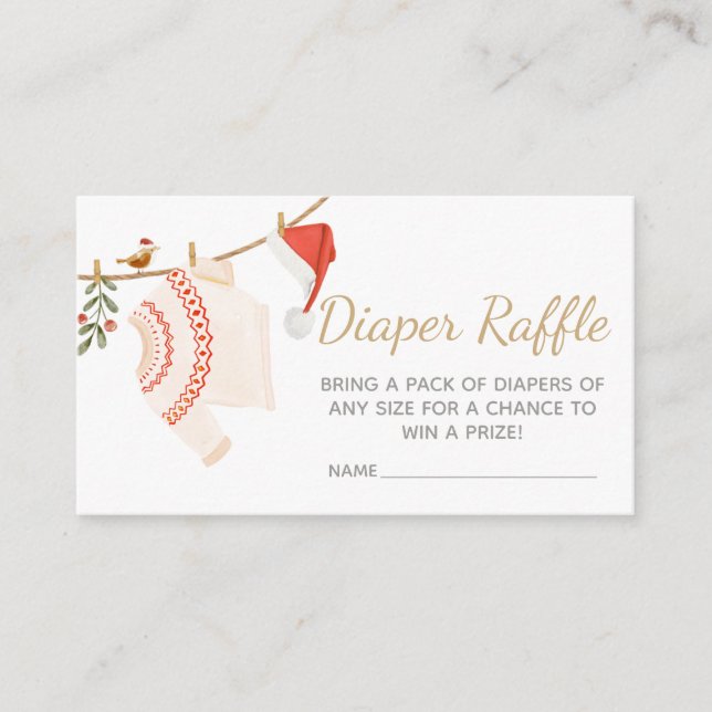 Tarjeta De Recepción Navidades Santa Baby Shower Diaper Raffle (Anverso)