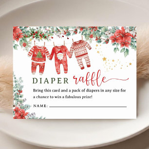 Tarjeta De Recepción Navidades Santa Baby Shower Diaper Raffle
