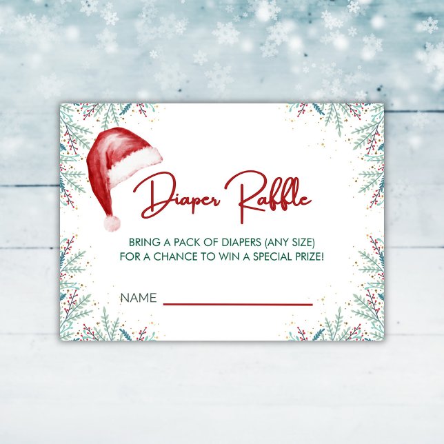Tarjeta De Recepción Navidades Santa Hat Baby Shower Diaper Raffle (Christmas Santa Hat Baby Shower Diaper Raffle Enclosure Card)