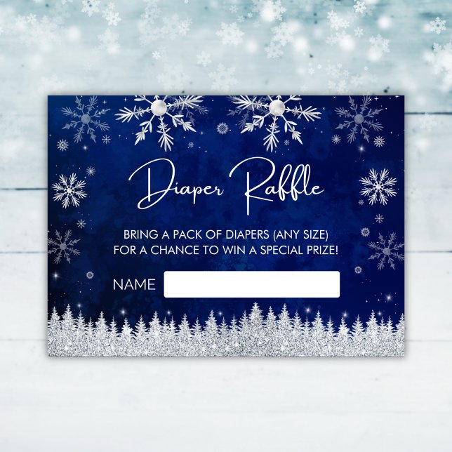Tarjeta De Recepción Navidades Santa Hat Baby Shower Diaper Raffle (Blue Winter Snowflakes Baby Shower Diaper Raffle Enclosure Card)