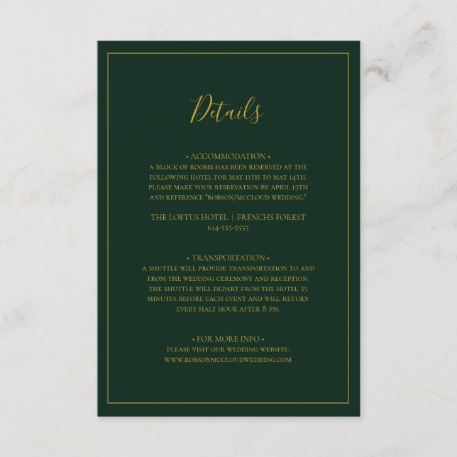 Tarjeta De Recepción Navidades simples y elegantes | Detalles verdes (Anverso)
