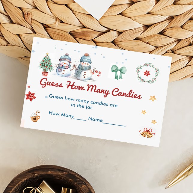Tarjeta De Recepción Navidades Snowman adivinan cuántos canes (Subido por el creador)