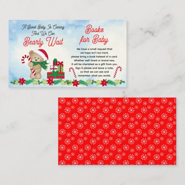 Tarjeta De Recepción Navidades Soportan Bearly Wait Shower Book Request (Anverso / Reverso)