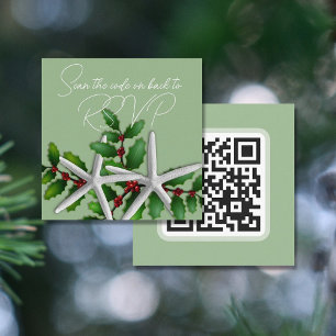 Tarjeta De Recepción Navidades Starfish código QR RSVP