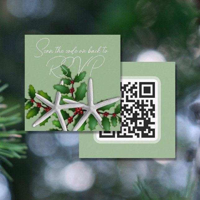 Tarjeta De Recepción Navidades Starfish código QR RSVP (Subido por el creador)