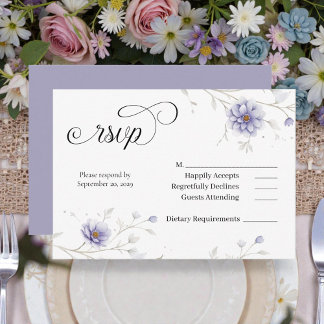 Tarjeta De Recepción Navy and Blush Floral Wedding RSVP