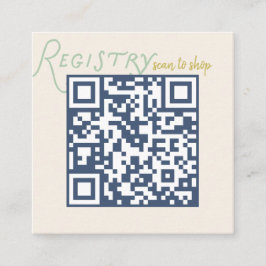 Tarjeta De Recepción Navy and Mint Doodle Baby Registry QR Code