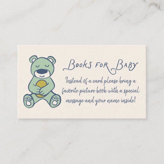 Tarjeta De Recepción Navy and Mint Doodle Teddy Bear Book Request (Anverso)