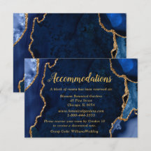 Navy Blue and Gold Agate Wedding Accommodations