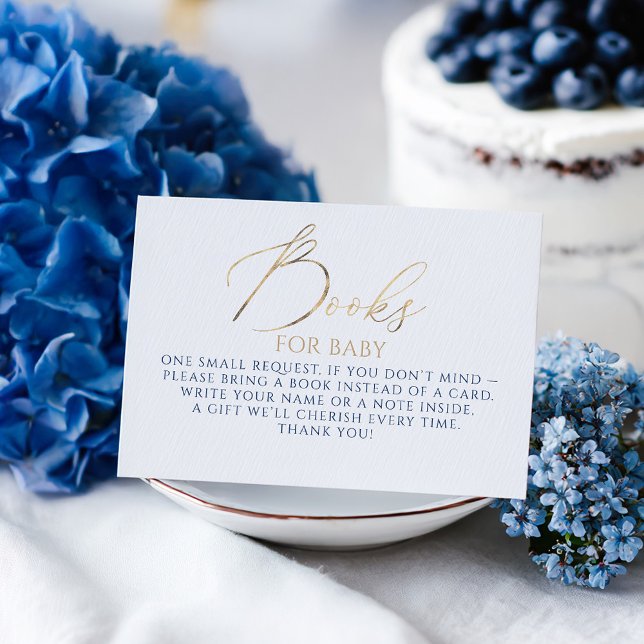 Tarjeta De Recepción Navy Blue Books For Baby Request (Books for Baby Navy Blue and Gold Card)