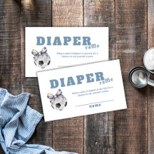 Navy Blue Bow Soccer Diaper Raffle Baby Shower