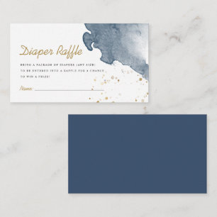 Tarjeta De Recepción Navy Blue Boy Watercolor Boho Diaper Raffle  