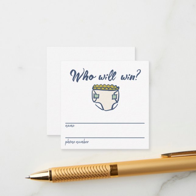 Tarjeta De Recepción Navy Blue Doodle Baby Diaper Raffle Entry Card (Anverso/Reverso In Situ)