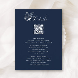 Tarjeta De Recepción Navy Blue Elegant Calligraphy Wedding Details