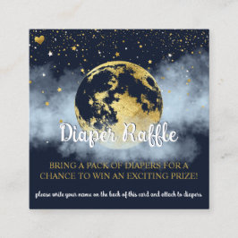 Tarjeta De Recepción Navy Blue Gold Celestial Baby Shower Diaper Raffle