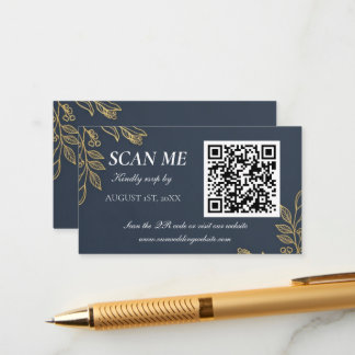 Tarjeta De Recepción Navy Blue Gold Feather Wedding RSVP Enclosure Card