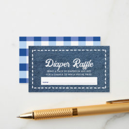 Tarjeta De Recepción Navy Blue Jean Baby Shower Diaper Raffle Ticket