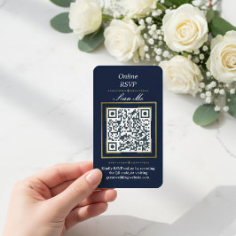 Tarjeta De Recepción Navy Blue | Photo Online RSVP QR Code Wedding