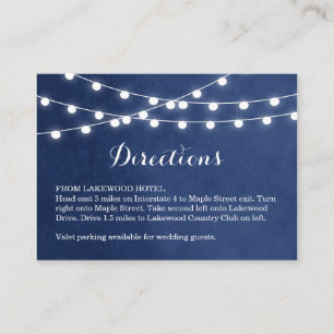 Tarjeta De Recepción Navy Blue String Lights Bodas Direcciones Insertar