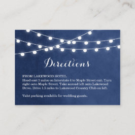 Tarjeta De Recepción Navy Blue String Lights Bodas Direcciones Insertar