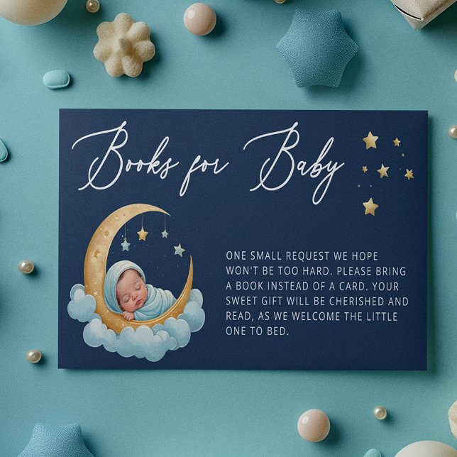 Tarjeta De Recepción Navy Celestial Moon Stars Books for Baby Card (Subido por el creador)