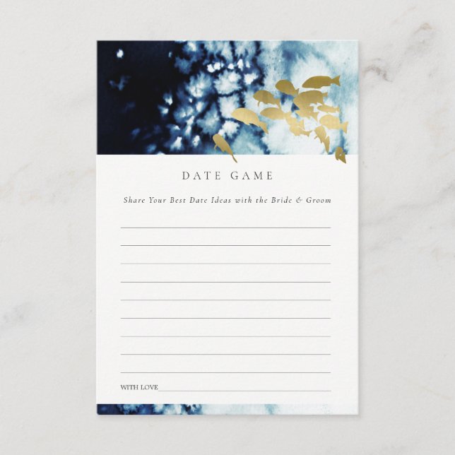 Tarjeta De Recepción Navy Gold Fish Date Jar Juego Wedding Ducha (Anverso)