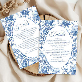 Tarjeta De Recepción Navy Roses Wedding Floral Elegant Details Card